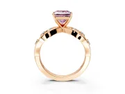 Solitaire Engagement Ring Setting for Fancy Pink Princess Cut Center with Criss-Cross Accent Band and Prong Head in Rose Gold