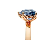 Solitaire Engagement Ring Setting for Fancy Blue Heart-Shaped Center with Thin Rounded Plain Band and Prong Head in Rose Gold