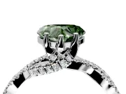 Solitaire Engagement Ring Setting for Fancy Green Heart-Shaped Center with Narrow Twist Pave Band and Prong Head in Platinum