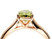 Solitaire Engagement Ring Setting for Fancy Yellow Emerald Cut Center with Narrow Cathedral Band and Prong Head in Rose Gold