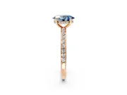 Solitaire Engagement Ring Setting for Fancy Blue Oval Center with Fine Pave Band and Prong Head in Rose Gold