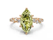 Solitaire Engagement Ring Setting for Fancy Yellow Marquise Center with Trailing Leaf Accent Band and Prong Head in Rose Gold
