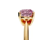 Solitaire Engagement Ring Setting for Fancy Pink Cushion Cut Center with Knife Ridge Band and Claw Prong Head in Yellow Gold