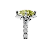 Floral Engagement Ring Setting for Fancy Yellow Round Cut Center with Pave Band and Floral Prong Head in White Gold