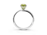 Solitaire Engagement Ring Setting for Fancy Yellow Emerald Cut Center with Micro Pave Band and Prong Head in White Gold