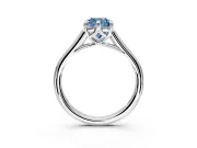 Solitaire Engagement Ring Setting for Fancy Blue Cushion Cut Center with Cathedral Band and Prong Head in White Gold