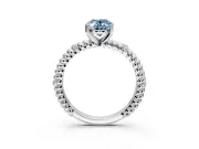 Rope Engagement Ring Setting for Fancy Blue Oval Center with Accent Shoulders and Prong Head in Sterling Silver