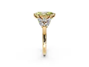 Leaf Cluster Engagement Ring Setting for Fancy Yellow Marquise Center with Marquise Accents and Prong Head in Yellow Gold