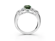 Cluster Engagement Ring Setting for Fancy Green Radiant Cut Center with Round Cut Accent Frame and Prong Head in Platinum