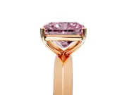 Solitaire Engagement Ring Setting for Fancy Pink Radiant Cut Center with Wide Knife Ridge Band and Prong Head in Rose Gold