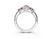Cluster Engagement Ring Setting for Fancy Pink Marquise Center with Bezel Accent Clusters and Prong Head in White Gold
