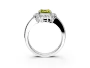 Halo Engagement Ring Setting for Fancy Yellow Asscher Cut Center with Milgrain Channel Band and Prong Head in White Gold