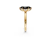 Hidden Halo Engagement Ring Setting for Fancy Black Marquise Center with Thin Rounded Band and Prong Head in Yellow Gold