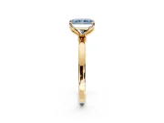 Solitaire Engagement Ring Setting for Fancy Blue Radiant Cut Center with Thin Rounded Plain Band and Prong Head in Yellow Gold