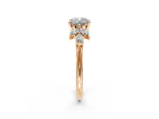Floral Cluster Engagement Ring Setting for Cushion Cut Center with Marquise Accents and Prong Head in Rose Gold