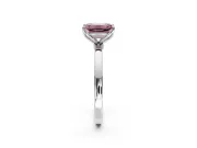 Solitaire Engagement Ring Setting for Fancy Pink Emerald Cut Center with Thin Rounded Plain Band and Prong Head in Platinum