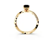 Side Accent Engagement Ring Setting for Fancy Black Emerald Cut Center with Accent Shoulders and Prong Head in Yellow Gold