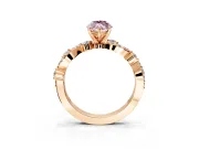 Solitaire Engagement Ring Setting for Fancy Pink Marquise Center with Bar-Station Pave Twist and Prong Head in Rose Gold