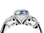 3 Stone Engagement Ring Setting for Fancy Blue Oval Center with Large Pear-Shaped Accents and Prong Head in Sterling Silver