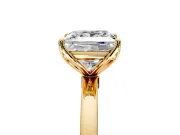 Solitaire Engagement Ring Setting for Princess Cut Center with Thin Rounded Plain Band and Prong Head in Yellow Gold