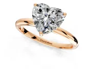 Hidden Halo Engagement Ring Setting for Heart-Shaped Center with Thin Round-Wire Band and Prong Head in Rose Gold