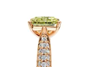 Solitaire Engagement Ring Setting for Fancy Yellow Radiant Cut Center with Multi-Row Accents and Prong Head in Rose Gold