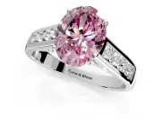 Solitaire Engagement Ring Setting for Fancy Pink Oval Center with Cathedral Channel Band and Prong Head in Platinum