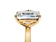 Fancy Yellow Round Cut and Emerald Cut Lab-Grown Diamond Toi et Moi Engagement Ring with Prong-Set Stones in Yellow Gold