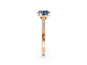 Solitaire Engagement Ring Setting for Fancy Blue Round Cut Center with Channel Accents and Prong Head in Rose Gold