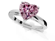 Solitaire Engagement Ring Setting for Fancy Pink Heart-Shaped Center with Basket Rail and Prong Head in Platinum