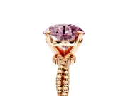 Solitaire Engagement Ring Setting for Fancy Pink Round Cut Center with Twist Band and Bead Prong Head in Rose Gold