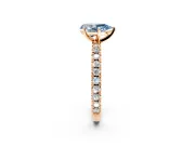 Solitaire Engagement Ring Setting for Fancy Blue Pear-Shaped Center with Fine Pave Band and Claw Prong Head in Rose Gold