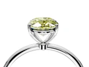 Solitaire Engagement Ring Setting for Fancy Yellow Oval Center with Straight Thin Band and Prong Head in White Gold