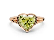 Solitaire Engagement Ring Setting for Fancy Yellow Heart-Shaped Center with V Split Shank and Bezel Head in Rose Gold