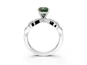 Solitaire Engagement Ring Setting for Fancy Green Radiant Cut Center with Criss-Cross Accent Band and Prong Head in White Gold