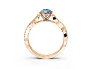 Solitaire Engagement Ring Setting for Fancy Blue Pear-Shaped Center with Twisted Pave Split Shank and Prong Head in Rose Gold