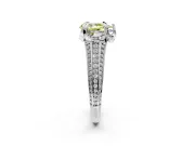 Solitaire Engagement Ring Setting for Fancy Yellow Pear-Shaped Center with Accented Split Shank and Prong Head in Sterling Silver