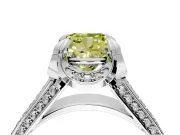 Solitaire Engagement Ring Setting for Fancy Yellow Cushion Cut Center with Accented Split Shank and Prong Head in Sterling Silver