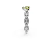 Solitaire Engagement Ring Setting for Fancy Yellow Heart-Shaped Center with Marquise Panel Band and Prong Head in White Gold