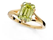 Solitaire Engagement Ring Setting for Fancy Yellow Emerald Cut Center with Plain Split Shank and Prong Head in Yellow Gold