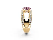 Solitaire Engagement Ring Setting for Fancy Pink Round Cut Center with Wide-Open Split Shank and Prong Head in Yellow Gold