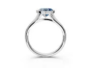 Solitaire Engagement Ring Setting for Fancy Blue Heart-Shaped Center with V Split Shank and Bezel Head in White Gold