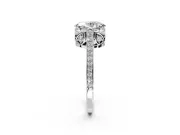 Cathedral Engagement Ring Setting for Oval Center with Antique-Style Pave Band and Prong Head in Platinum