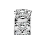 Pave Engagement Ring Setting for Pear-Shaped Center with Curved Accent Rows, Openwork and Prong Head in Platinum