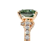 Solitaire Engagement Ring Setting for Fancy Green Radiant Cut Center with Crossover Accents and Prong Head in Rose Gold