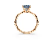 Solitaire Engagement Ring Setting for Fancy Blue Princess Cut Center with Bamboo Band and Prong Head in Rose Gold