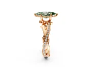 Solitaire Engagement Ring Setting for Fancy Green Marquise Center with Pave and Plain Crossover Band and Prong Head in Rose Gold