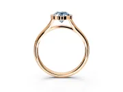 Solitaire Engagement Ring Setting for Fancy Blue Oval Center with V Split Shank and Bezel Head in Rose Gold