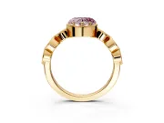 Vintage Station Engagement Ring Setting for Fancy Pink Heart-Shaped Center with Accents and Prong Head in Yellow Gold