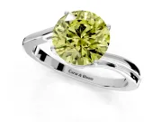 Solitaire Engagement Ring Setting for Fancy Yellow Round Cut Center with Plain Bypass Twist Band and Prong Head in White Gold